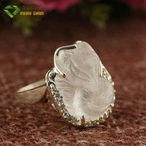 Nhẫn bạc phong thủy Hồ Ly Thạch anh trắng VIP