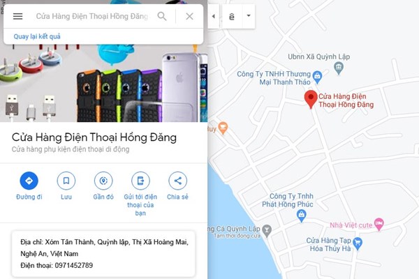 Maps Cửa hàng điện thoại Hồng Đăng